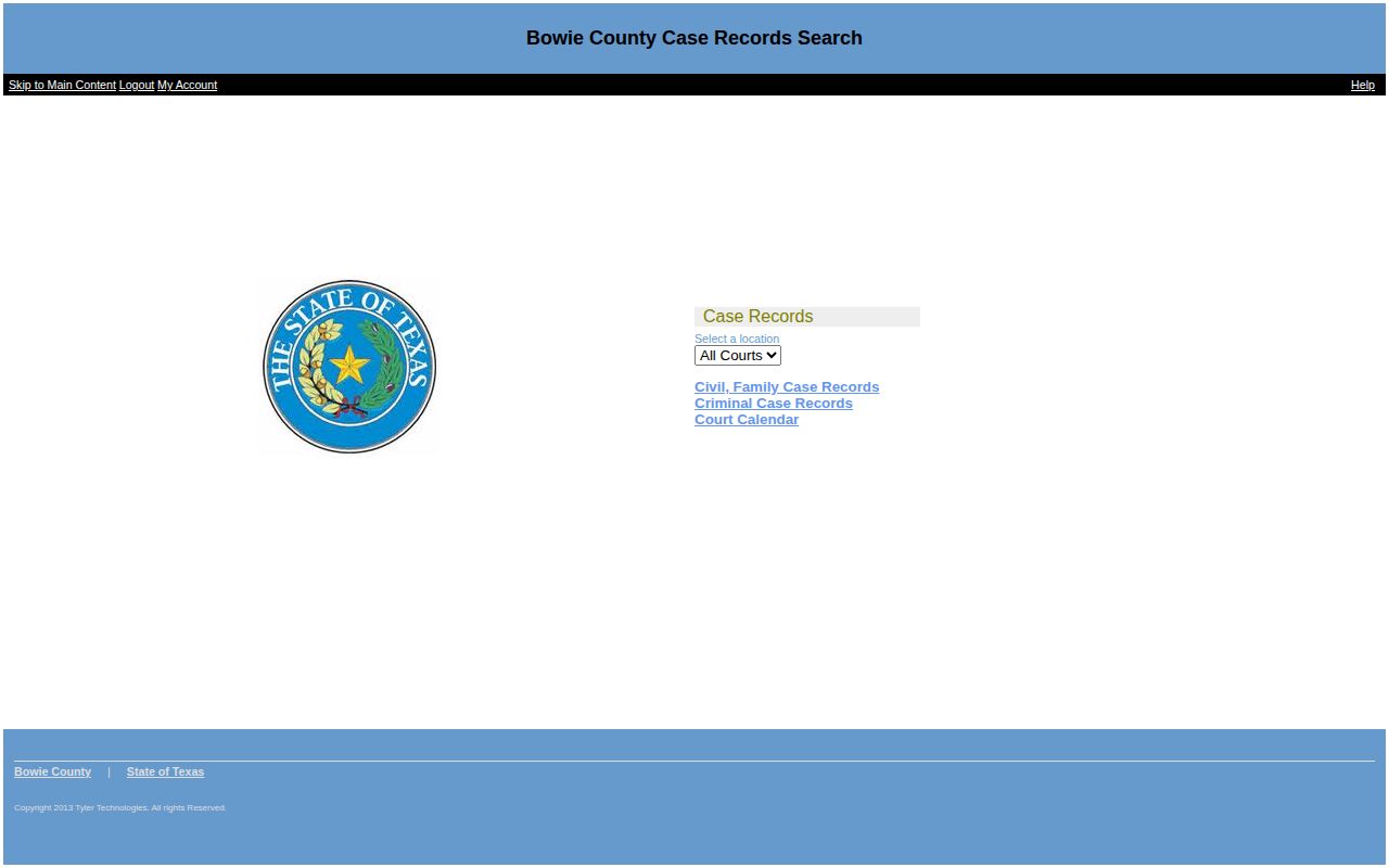 Bowie County court public-access search for release-related case records