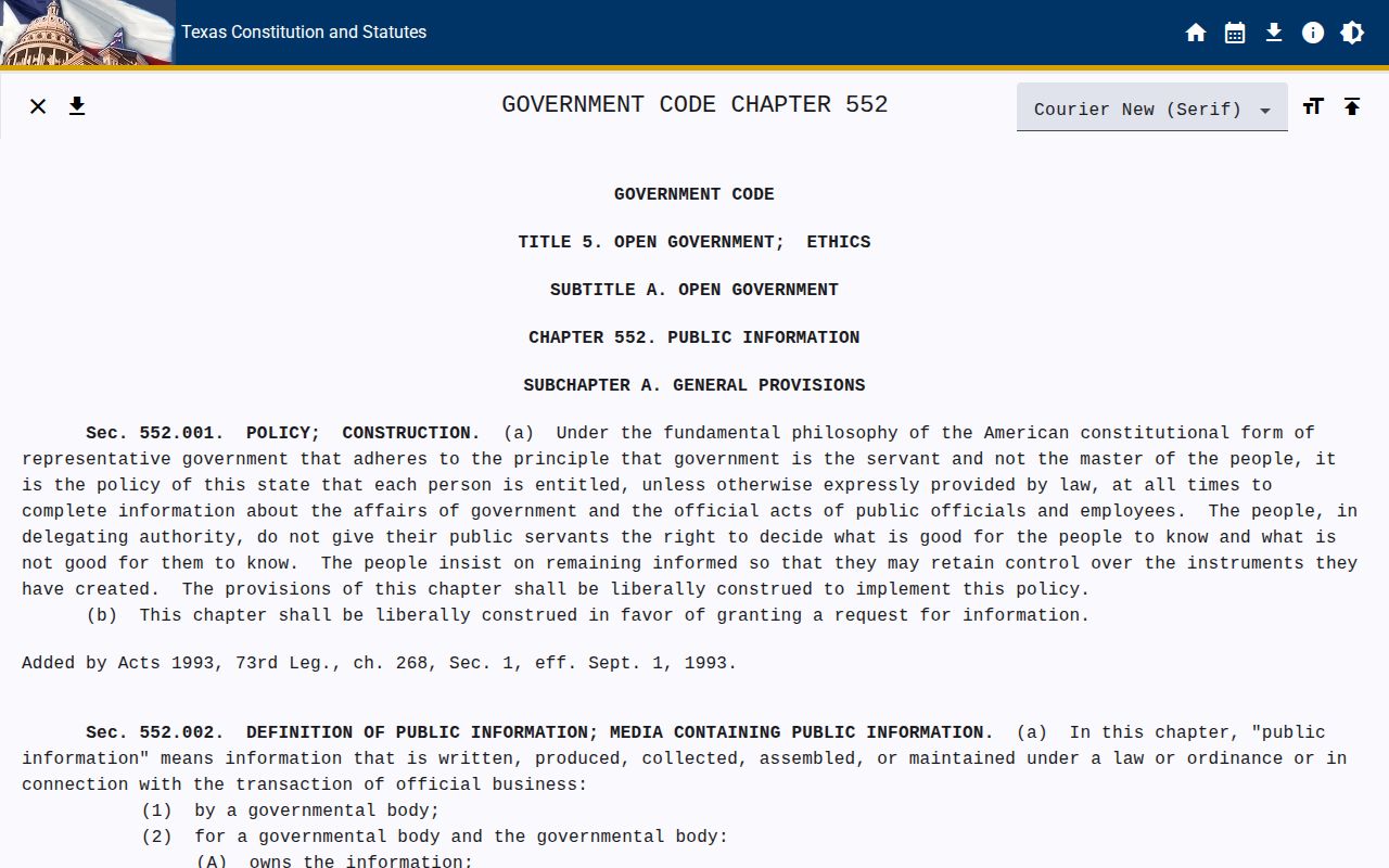 Texas Public Information Act page used for Bowie County release-record requests